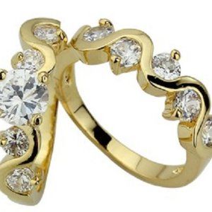 Brilliant 1.90 Ctw Created Diamond CZ 18K Engagement 2 Pcs Ring Set Size 6